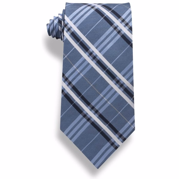 Closeout - Light Blue Plaid Silk Tie