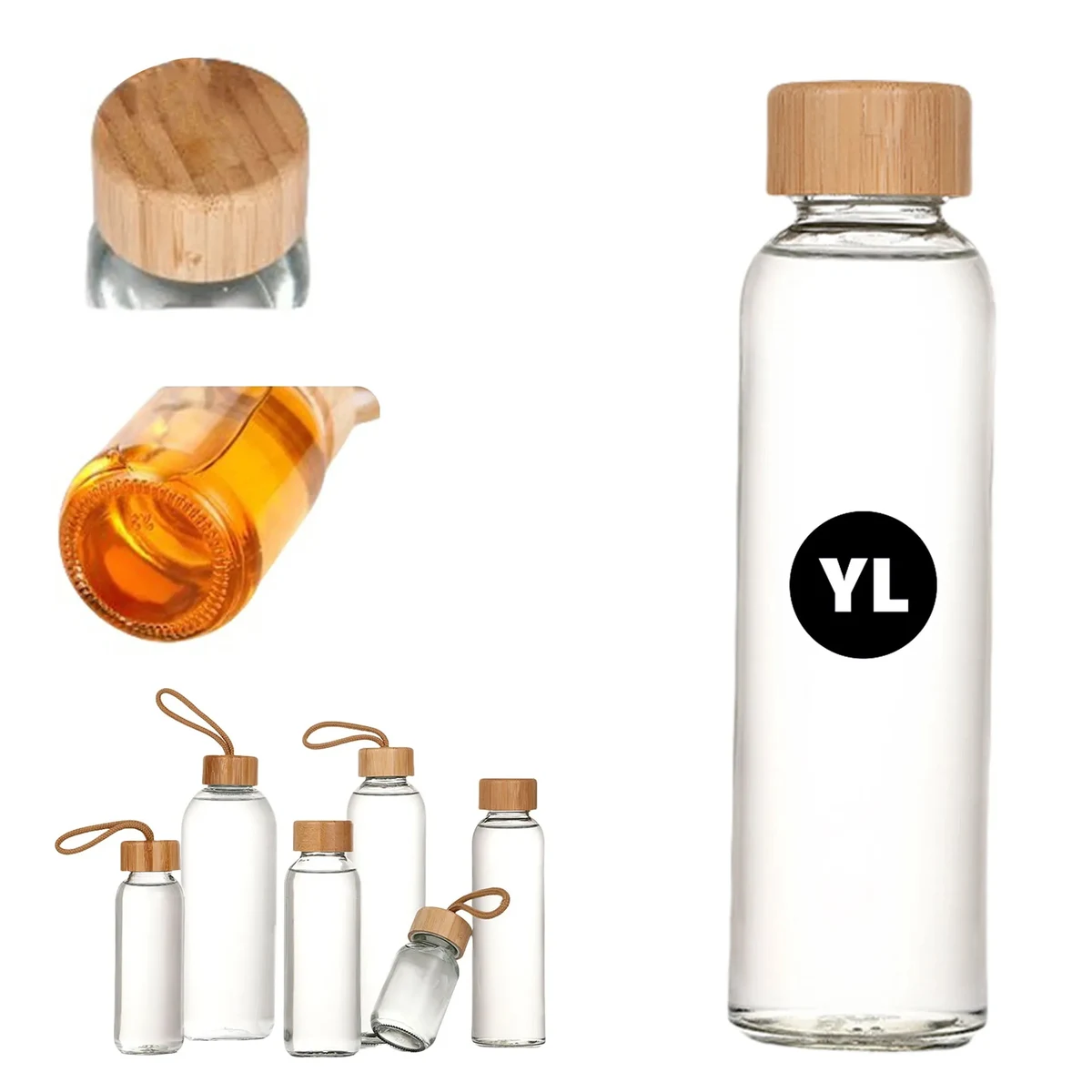 16 oz Glass Hydration Bottles with Eco-Friendly Bamboo Caps 1