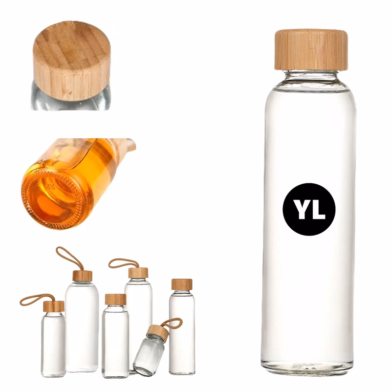 16 oz Glass Hydration Bottles with Eco-Friendly Bamboo Caps