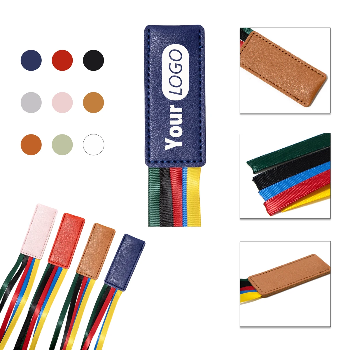 Leather Bookmark with Colorful Ribbons 1