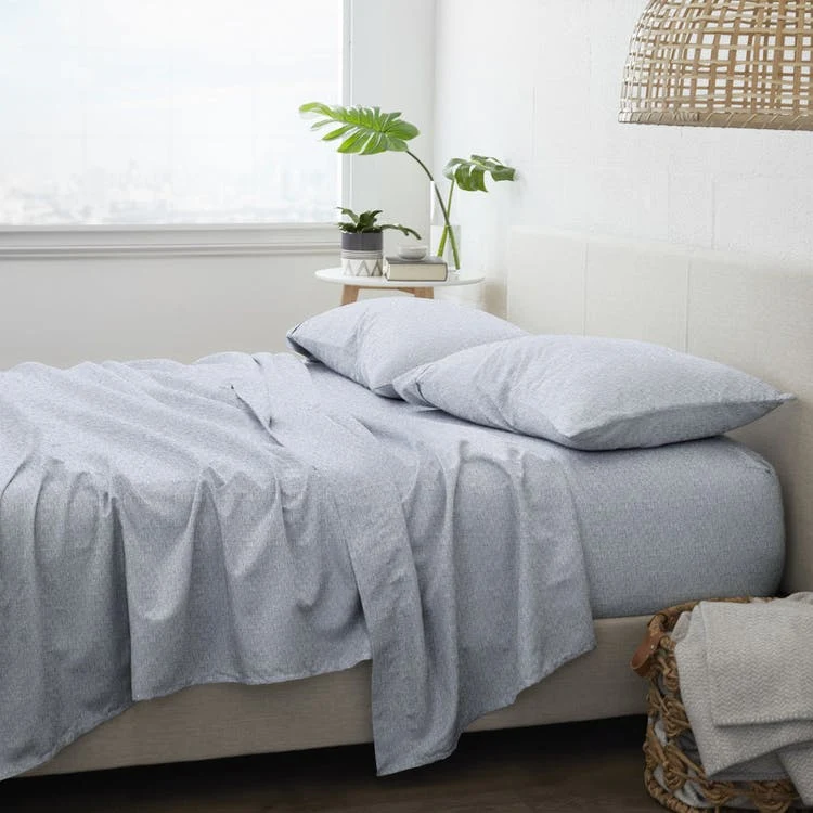 Premium Bed Sheets - Chambray Blue Queen 4 Set 1