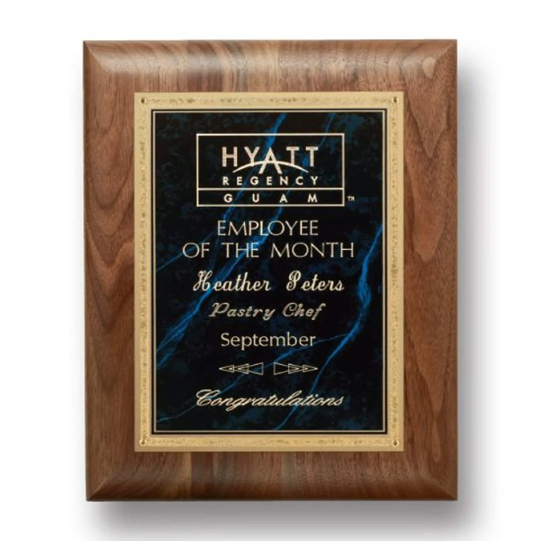 Gemstone Walnut Plaque - Walnut/Lapis 1