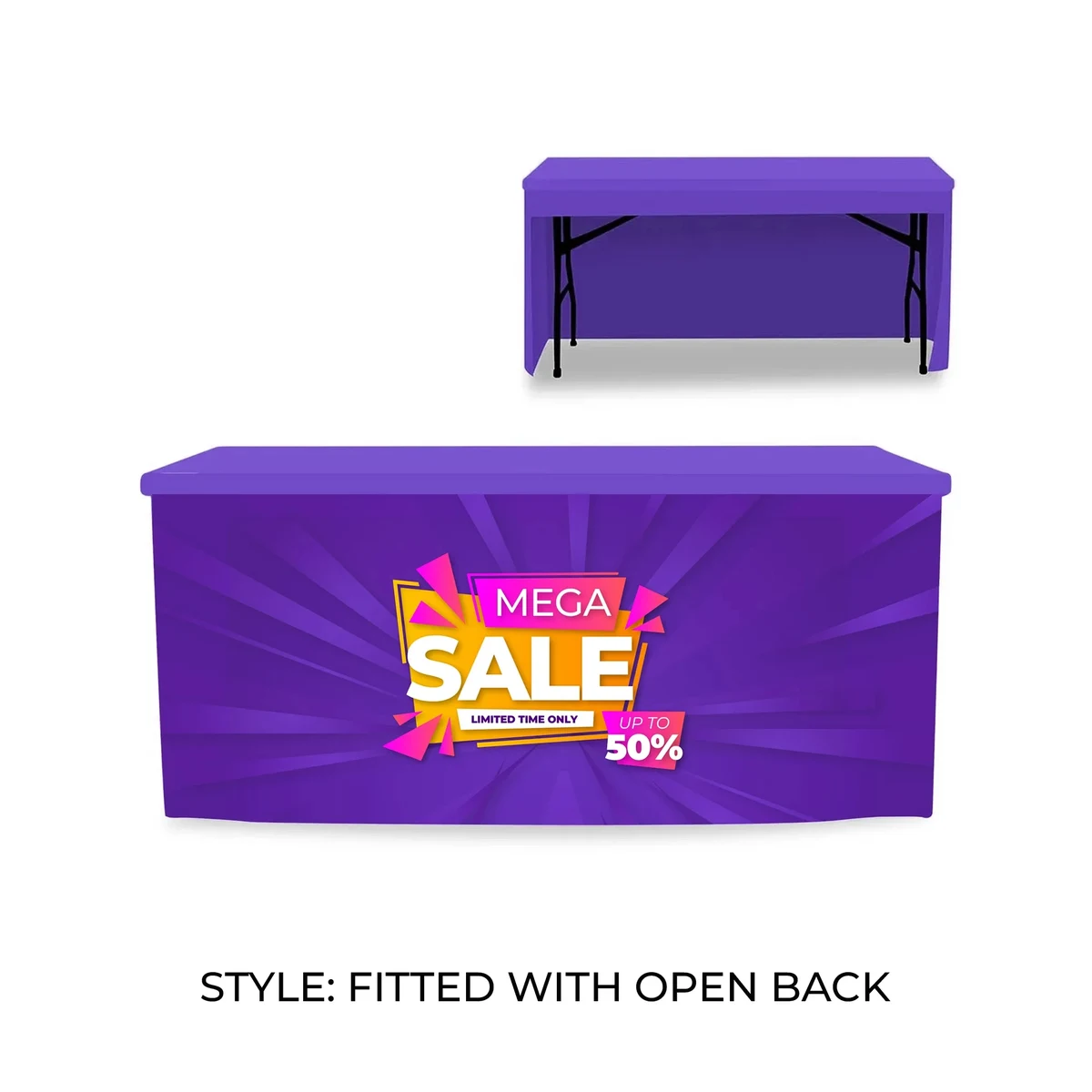 6' Table Cover Fitted Throw w/ Open Back 1
