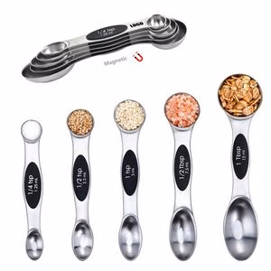 Stainless Steel Magnetic 5 In 1 Dual Measurement Spoons With Silicone Handle