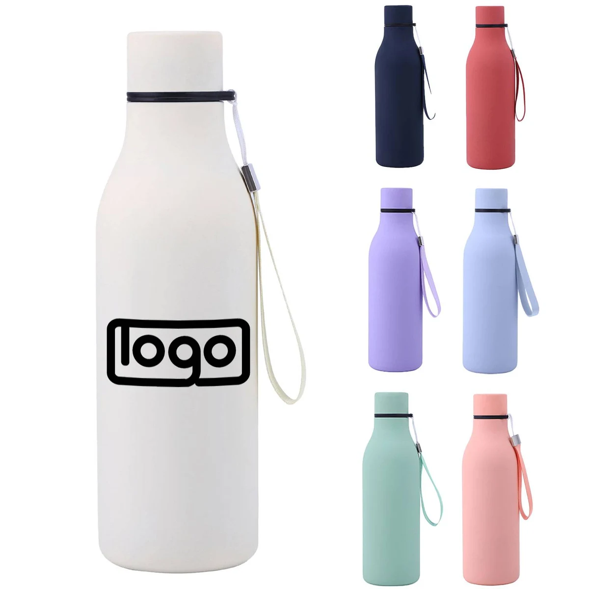 20oz Stainless Steel Insulated Water Bottles w/ Strap, custom water bottle with logo imprint 1