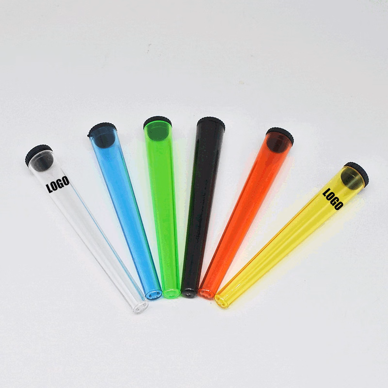 Tapered Storage Cigarette Tube/Clear Pop Top Tubes/Plastic Pre Roll Tubes with Lids Waterproof