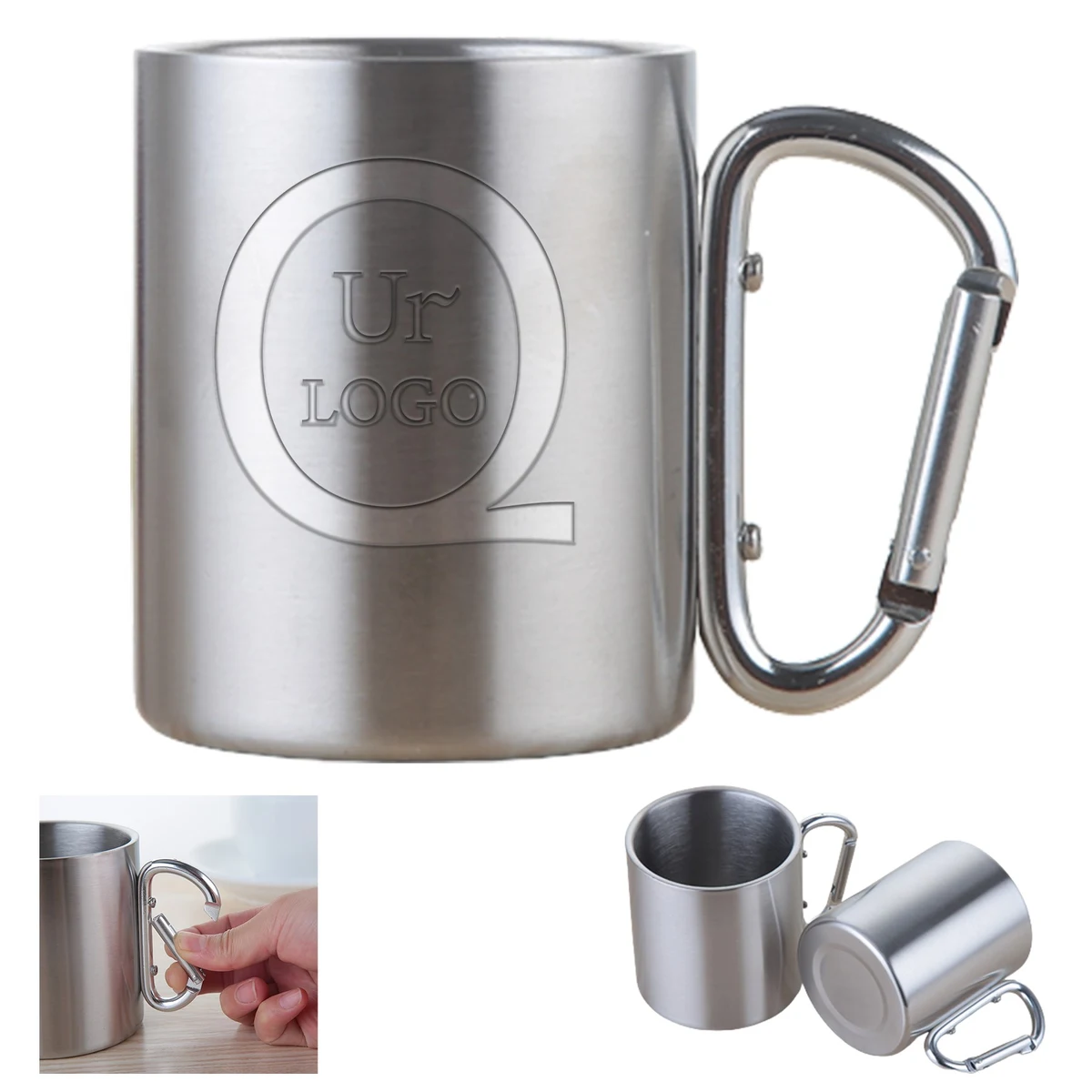 300Ml/10.14Oz Stainless Steel Carabiner Cup 1