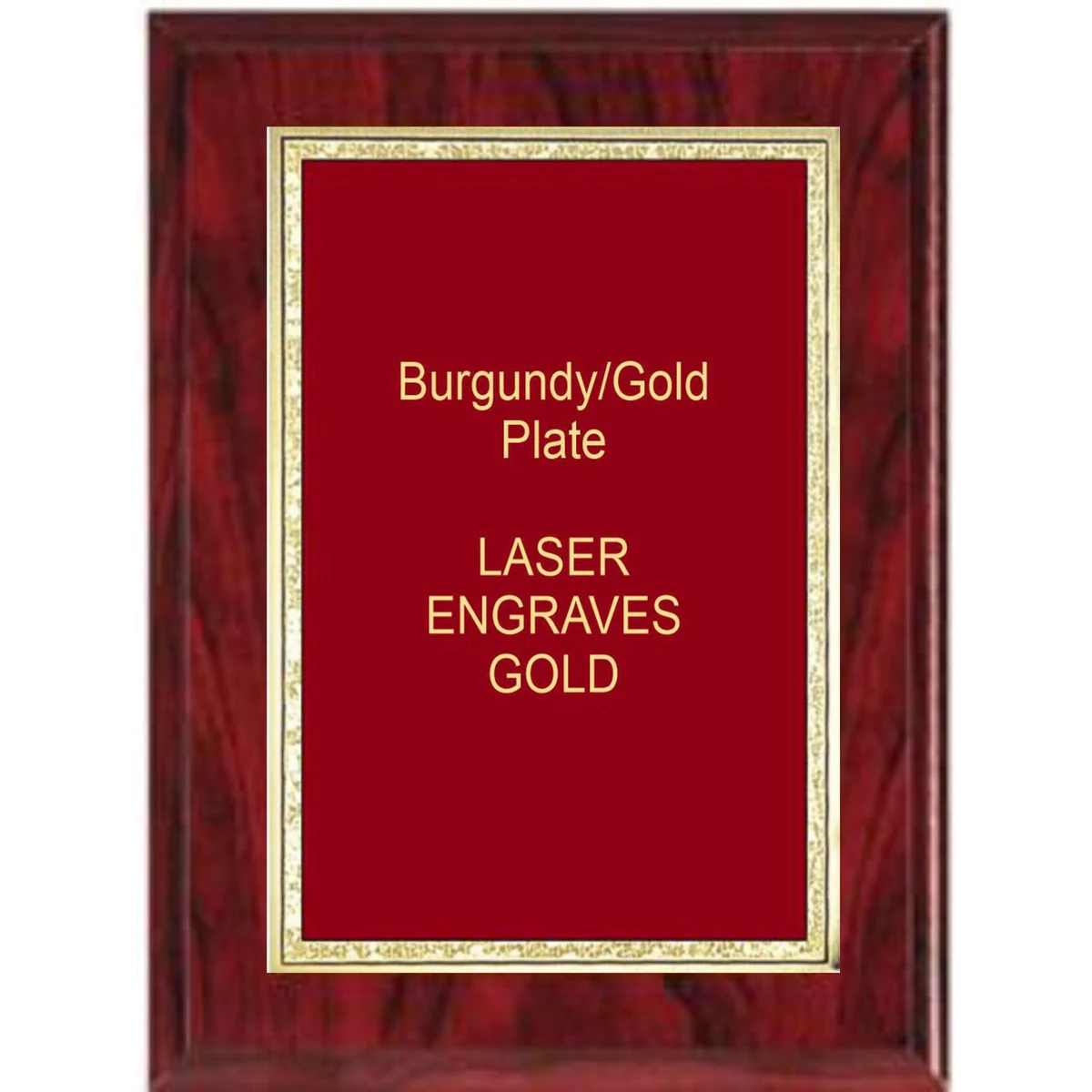 5" x 7" Red Woodgrain Plaque with a Red Florentine Plate 1