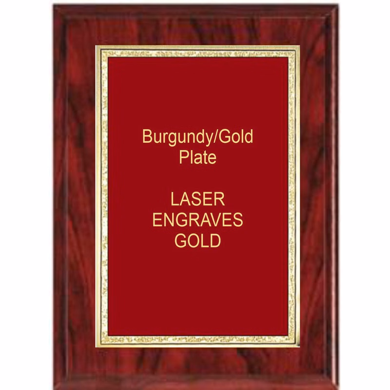 5" x 7" Red Woodgrain Plaque with a Red Florentine Plate