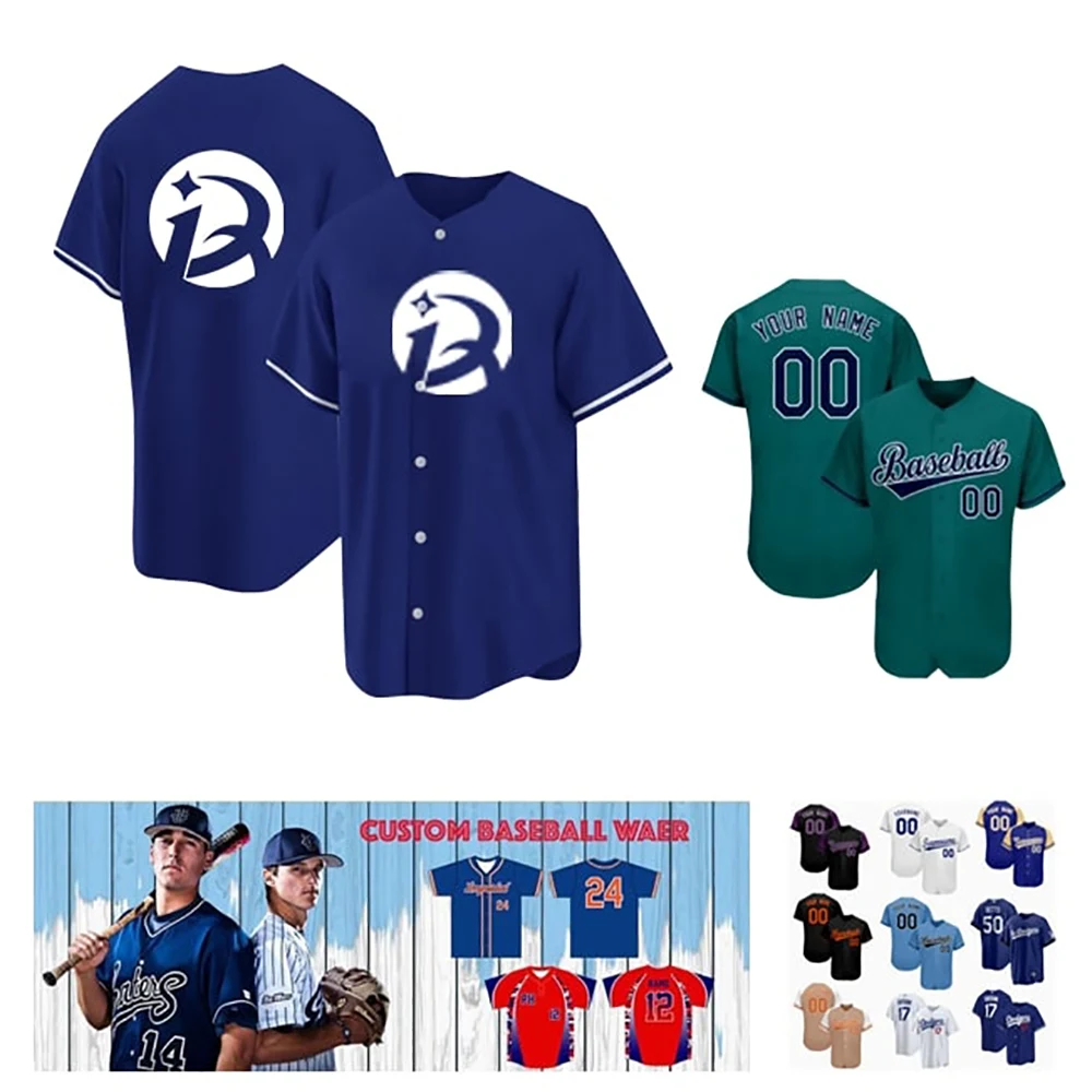 Breathable Button-Down Baseball Jersey 1