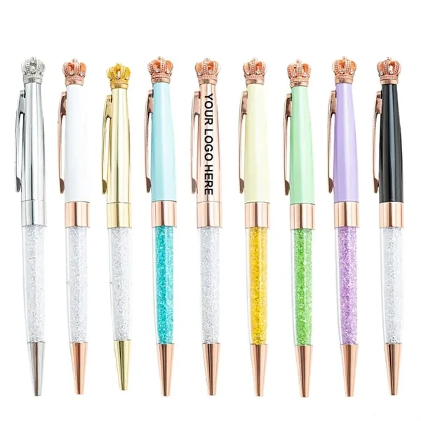 Custom Stainless Steel Crown Ballpoint Pen with Crystal — Premium Gift Writing 1
