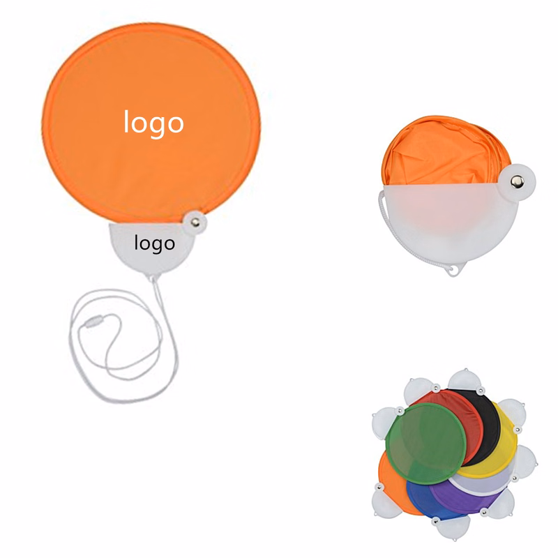 Twist Foldable Round Fans with Lanyard