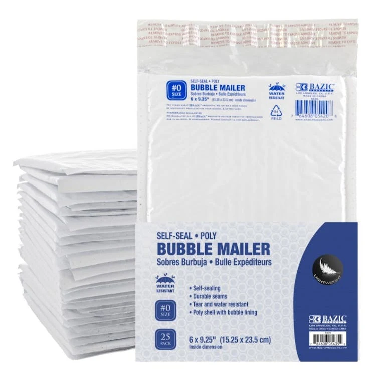 #0 Poly Bubble Mailer - 6" x 9.25" 25 Pack 1