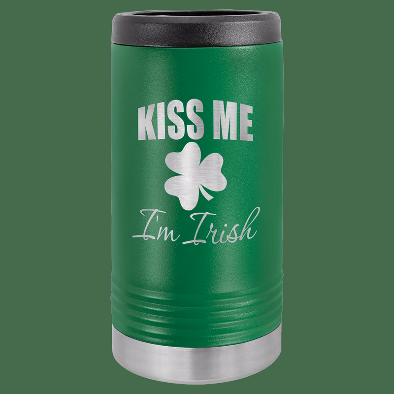 Green Laser Engraved Polar Camel Slim Beverage Holder
