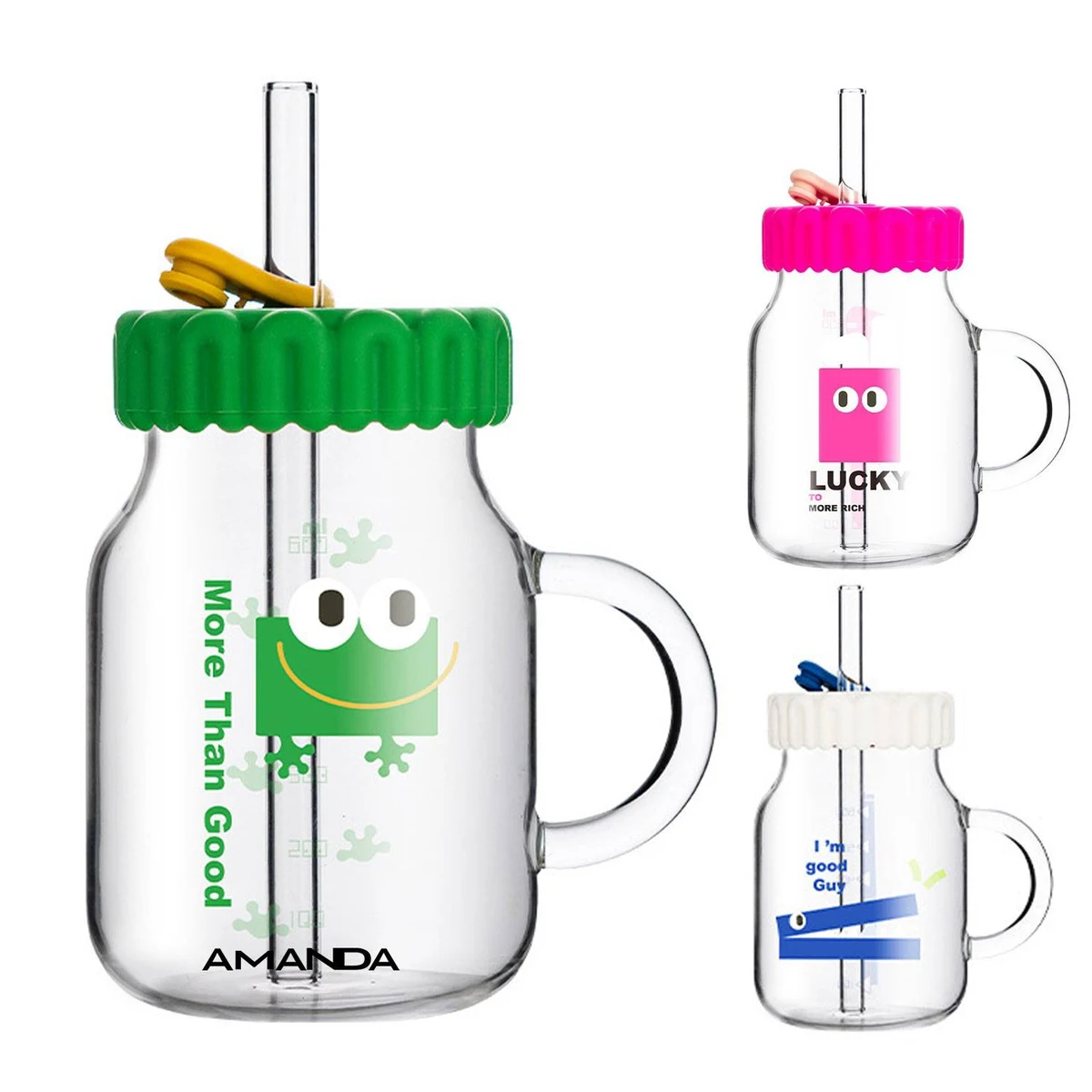 29 oz Large capacity cute Water milk coffee Mug Glass Bottle 1