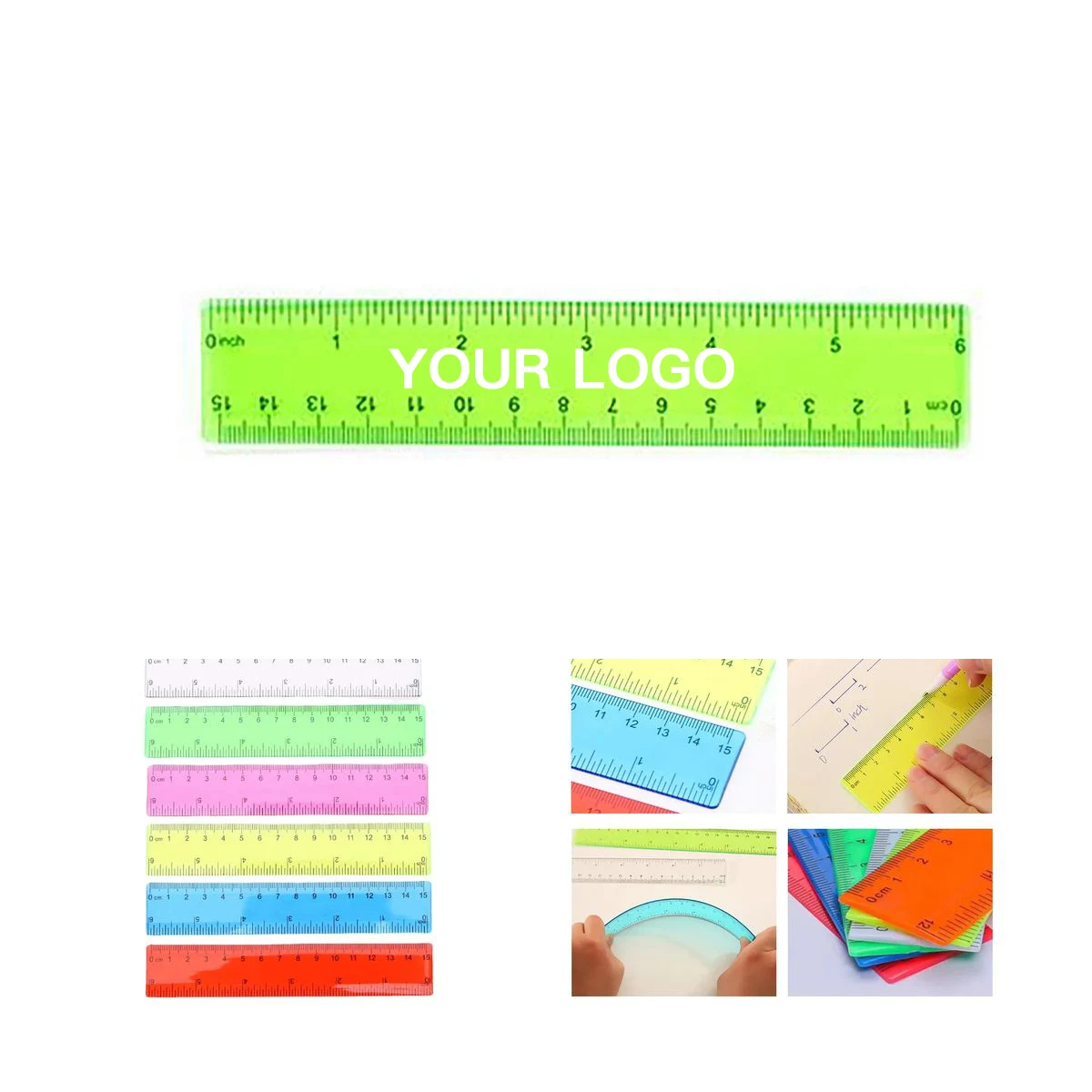 Compact 6 Inch Colored Ruler with Clear Visibility, custom ruler with logo imprint 1