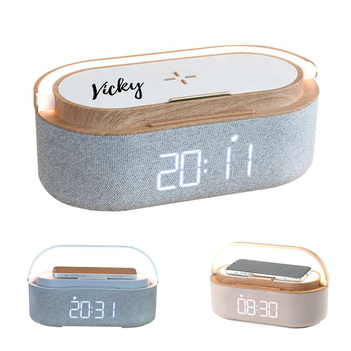 Wireless Charging Bluetooth Speaker w/ Alarm Clock 1