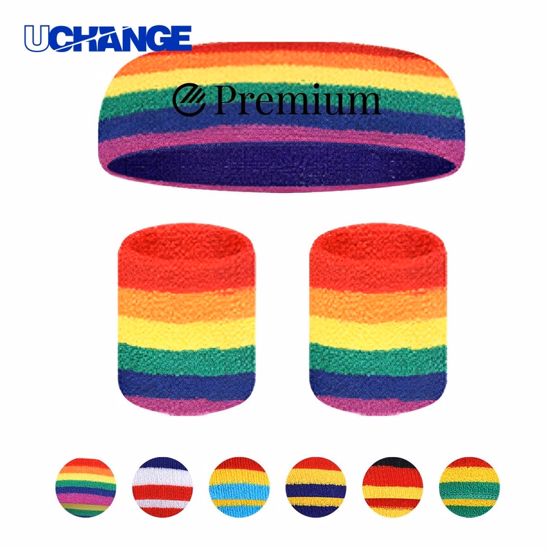 Rainbow Cotton Sweat Headband and Wristband Set