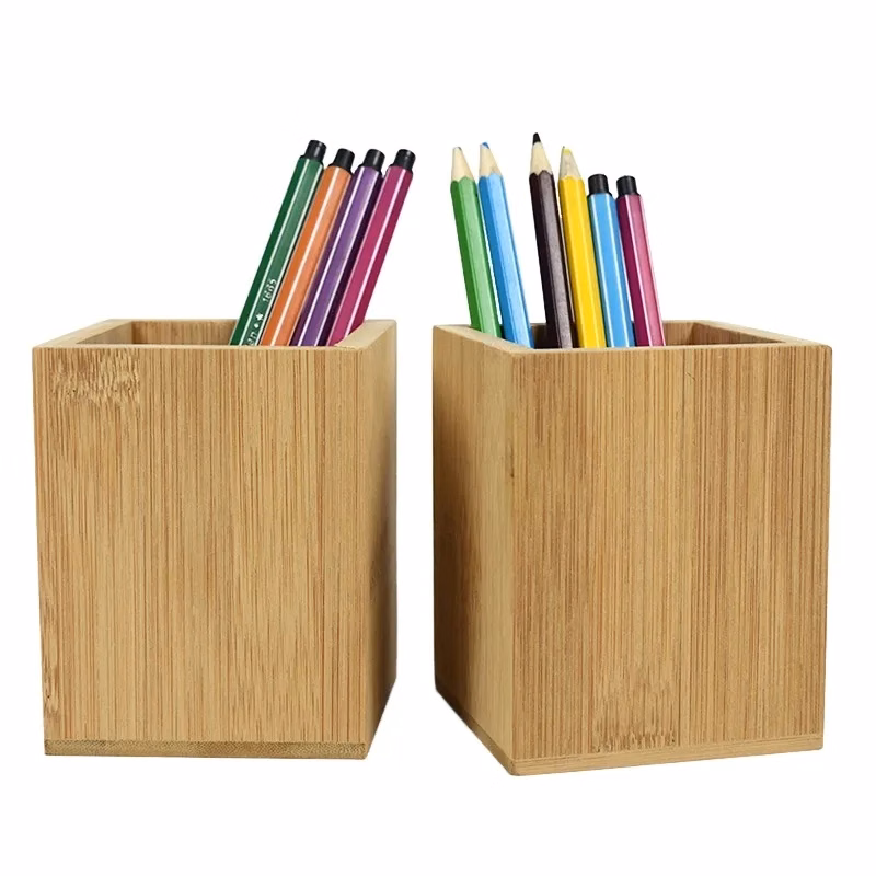 Desktop Bamboo And Wood Pen Holder
