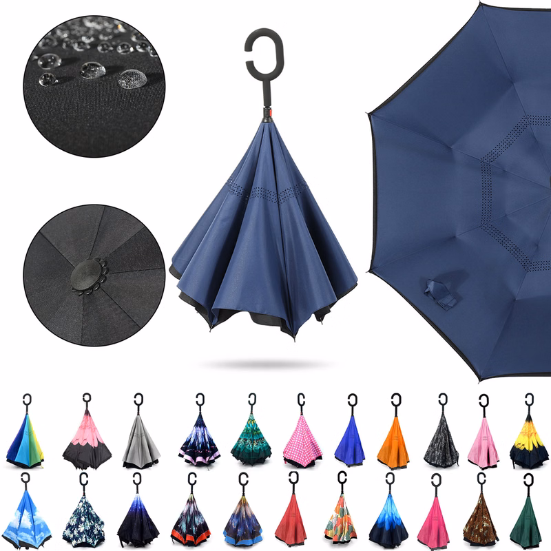 Windproof Double Layer Upside Down Rain Umbrellas