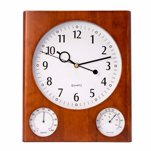 3 in 1 CHERRY WALL CLOCK, THERMOMETER AND HYGROMETER