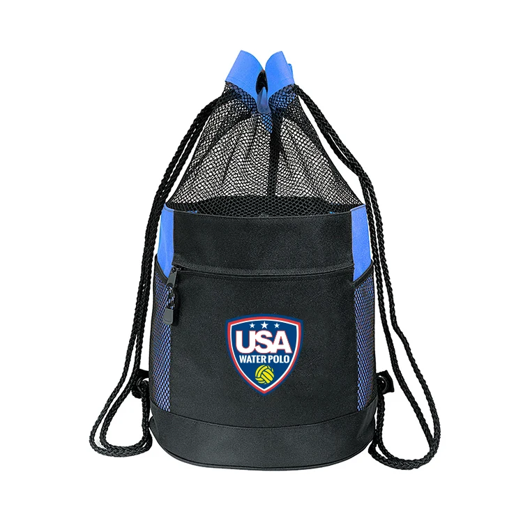 600D Polyester Drawstring Zippered Mesh Sports Pack-Close Out 1