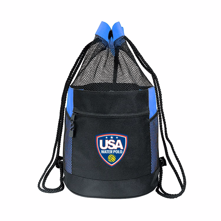 600D Polyester Drawstring Zippered Mesh Sports Pack-Close Out