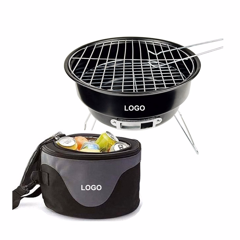 Mini Round Charcoal Grill wit Cooler Bag (direct import)