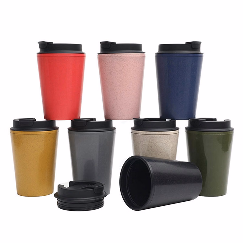 12 Oz. Double Wall Wheat Straw Coffee Cup with Lid