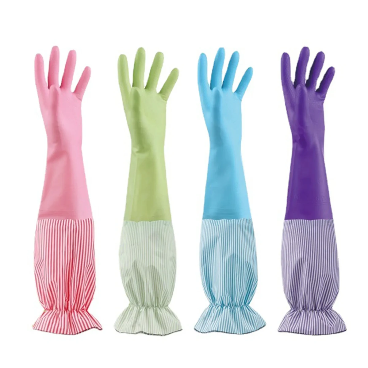 Plush And Thicken Long Cuff Dishwashing Gloves 1