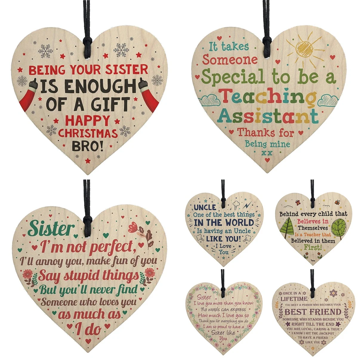 Full Color Wooden Heart-Shaped Pendant 1