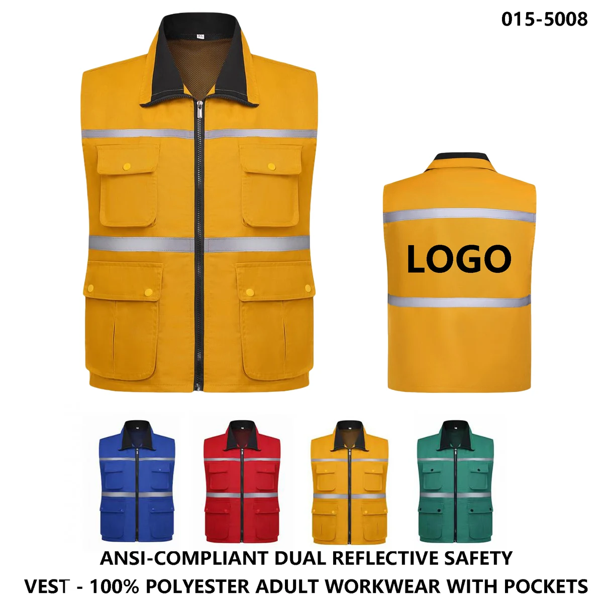 Dual Reflective Utility Vest ?C Four Pockets, Custom Logo Available 1
