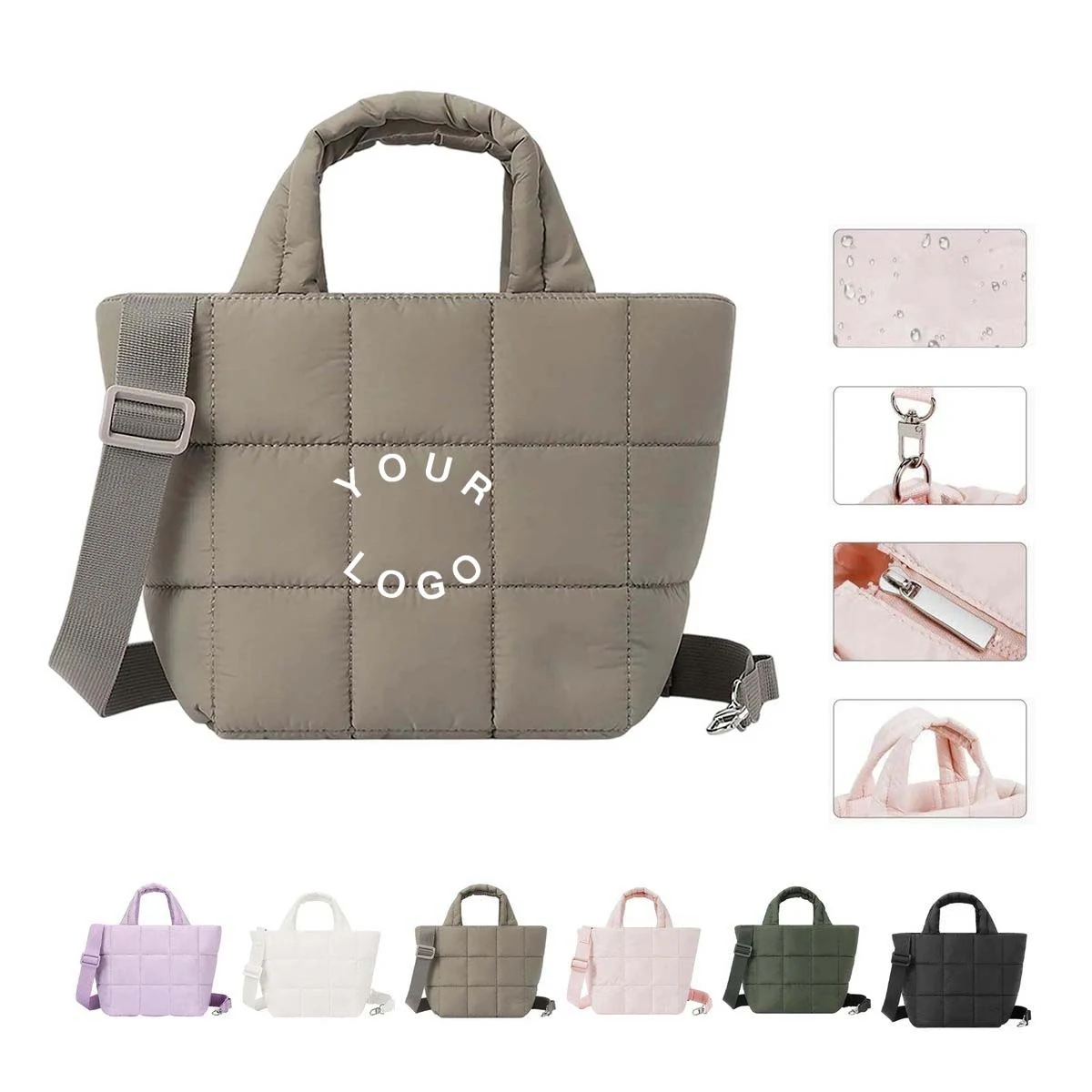 Fluffy Quilted Casual Shoulder Bag with Soft Nylon 1