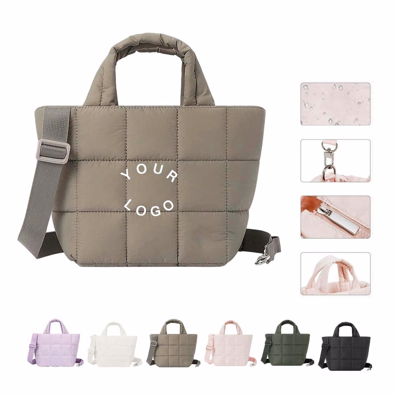 Fluffy Quilted Casual Shoulder Bag with Soft Nylon