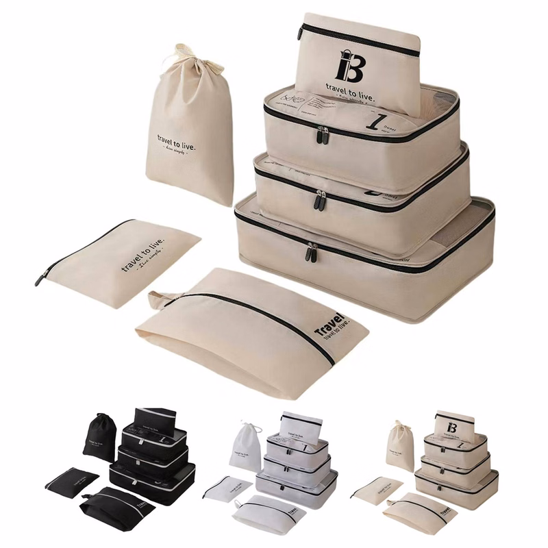 7-piece travel storage bag set for clothes and shoes