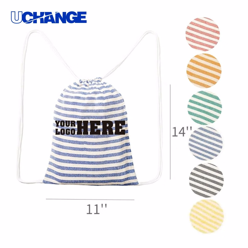 Drawstring Backpack Storage Organizer with Striped Design