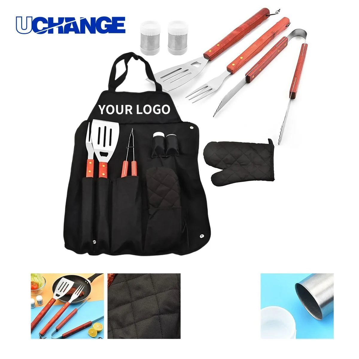 Portable BBQ Tool Set Kit with Gloves and Spatula for Outdoor Cooking 1