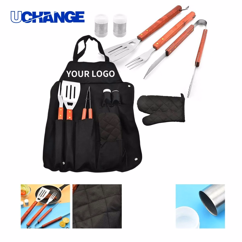 Portable BBQ Tool Set Kit with Gloves and Spatula for Outdoor Cooking