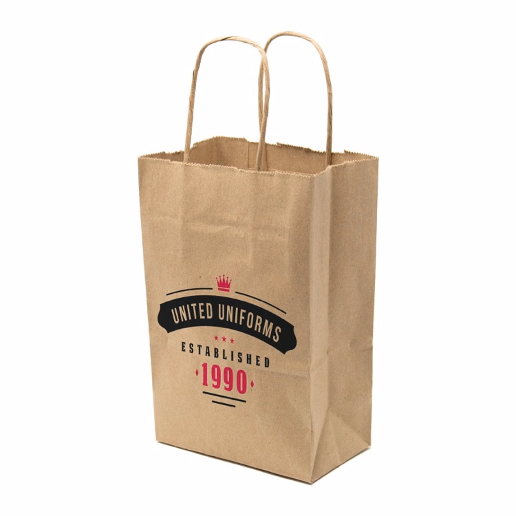 Full Color 1-Sided Kraft Paper Bag Shoppers (5.5" x 8.375" x 3.25")