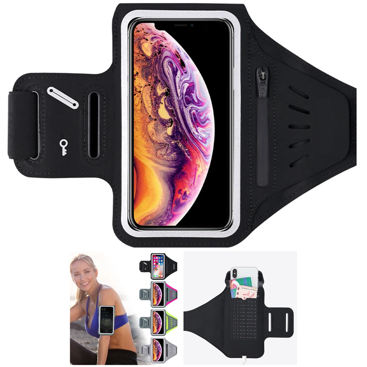 Running Cell Phone Armband with Zipper Pocket 1