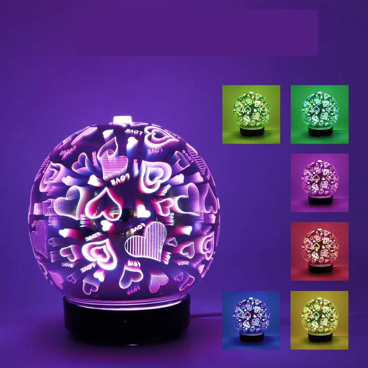 Glass Night Light 3D Design Essential Oil Aroma Humidifier 1