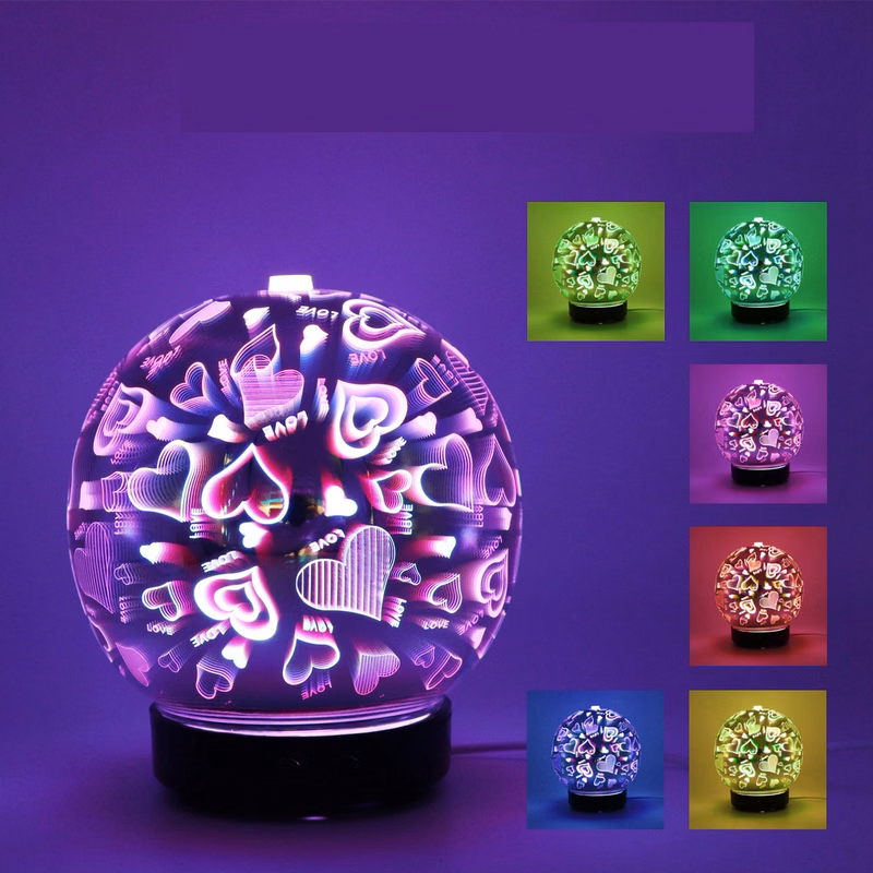 Glass Night Light 3D Design Essential Oil Aroma Humidifier