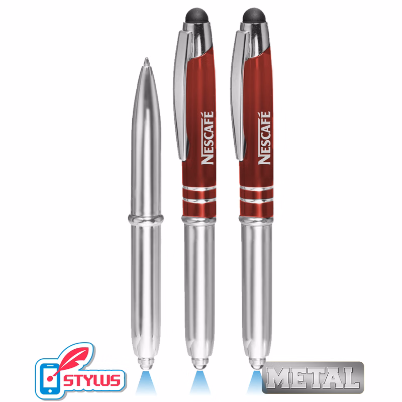 "Dazzling" All Metal LED Flashlight Stylus Pen