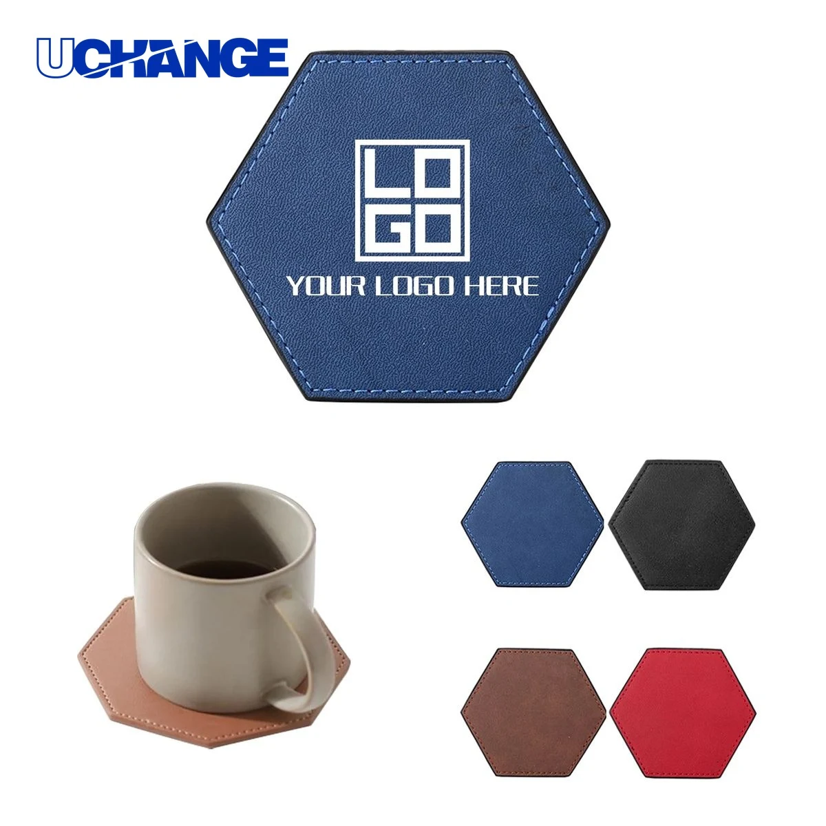 PU Leather Insulated Pentagon Coaster Mat 1