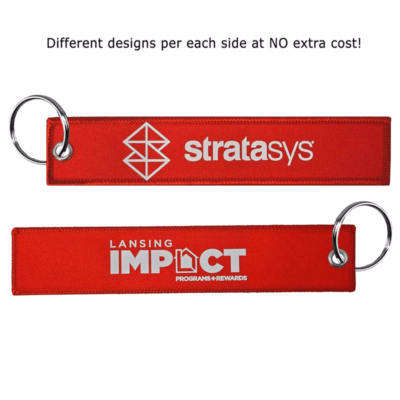 1 ¼" x 6 ¼" Two Sided Key Ring with DTF