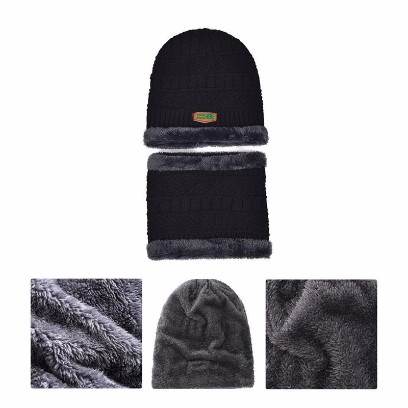 MOQ50 Winter Knit Beanie Warm Fleece Lined Hat Customization