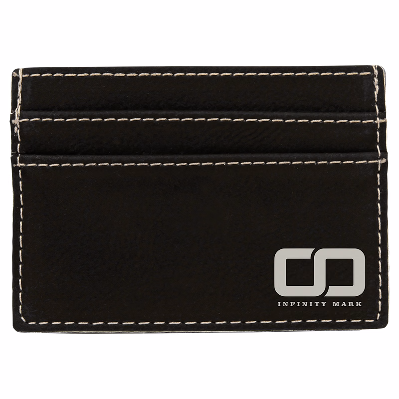 Laser Engraved Leatherette Slim Wallet with Money Clip (4"x2.75")