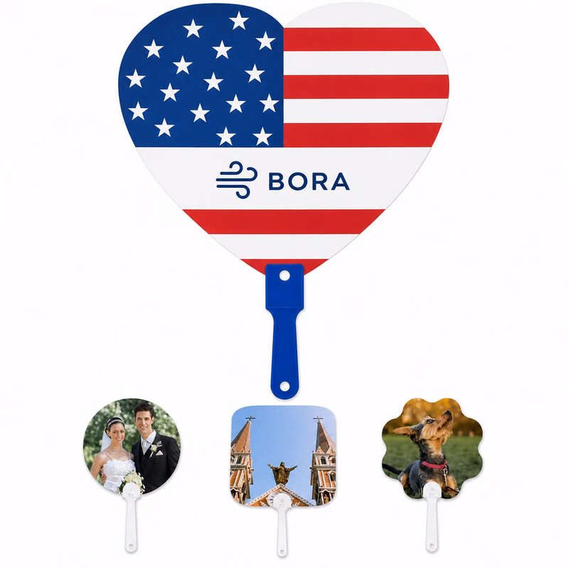 Plastic Handle Printed Paddle Fan