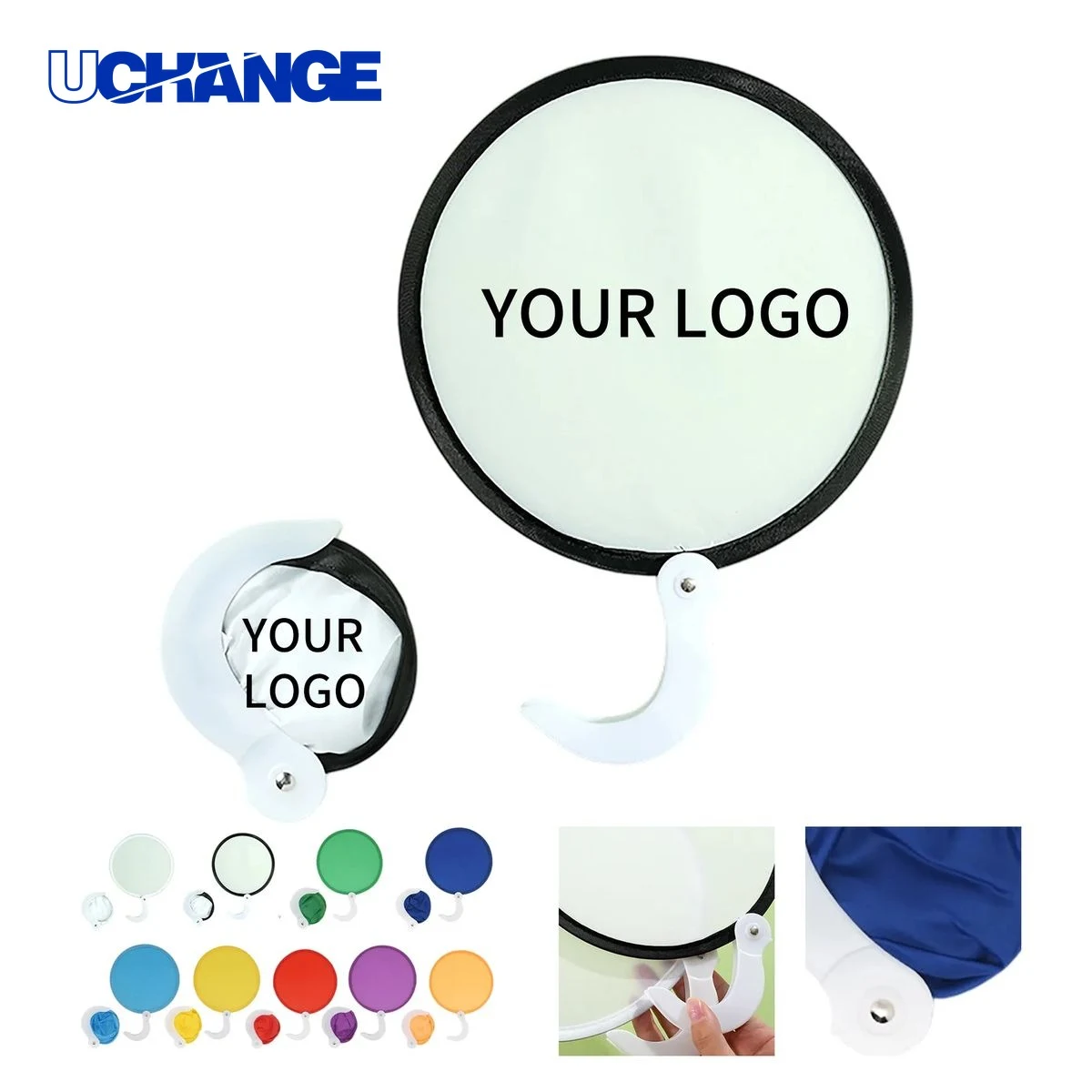 Portable Folding Polyester Hand Fan with Case 1