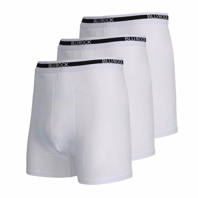 Men's Stretch Cotton Boxer Briefs - White XL 3 Pack